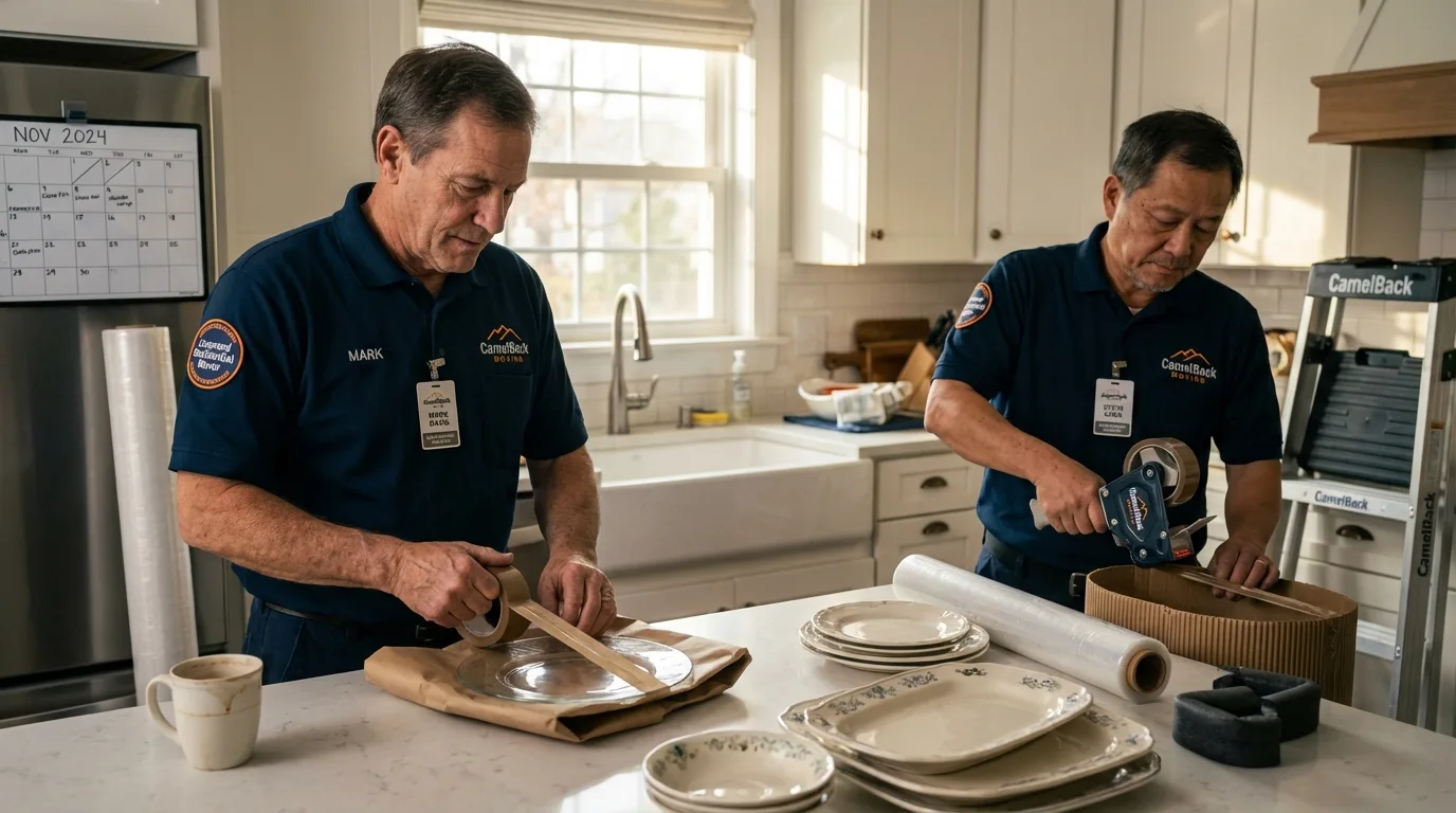 Professional crew packing kitchen dishware in Delray Beach, FL